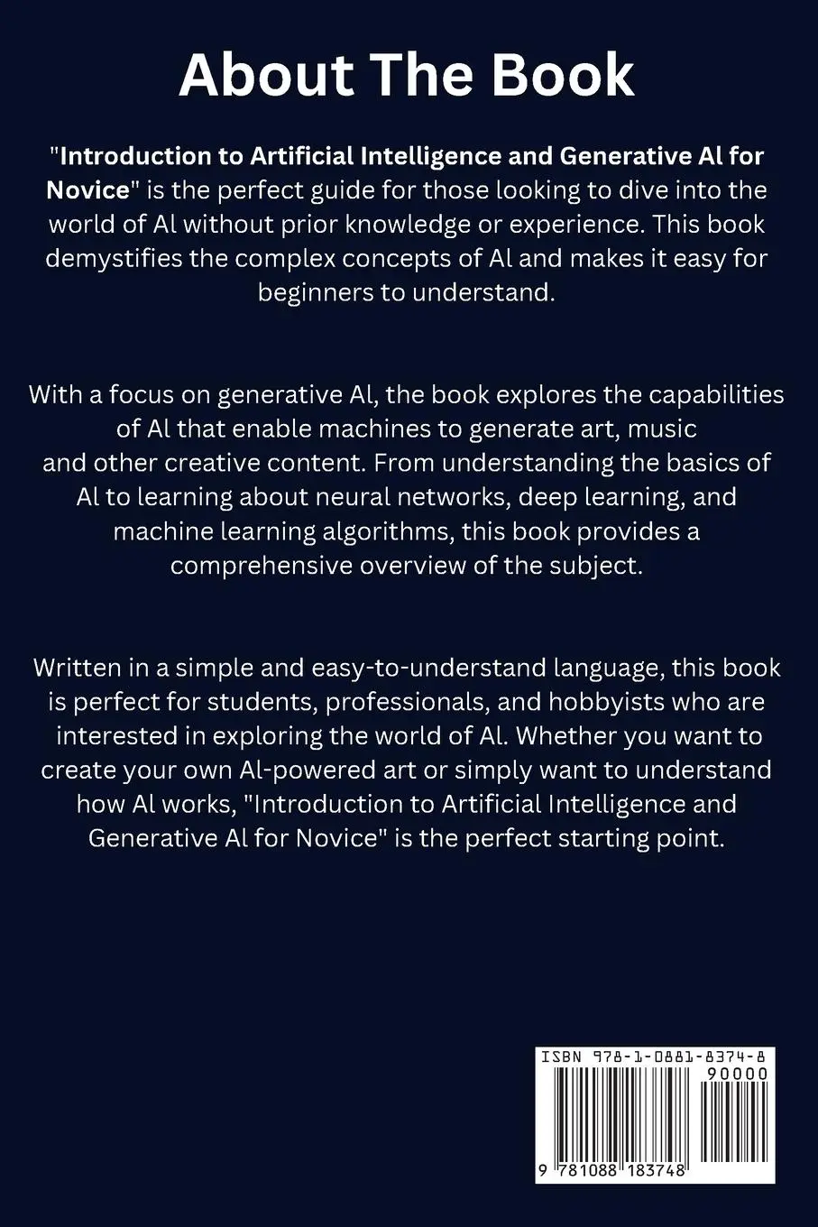 Rückseite: 9781088183748 | Introduction to Artificial Intelligence and Generative AI for Novice