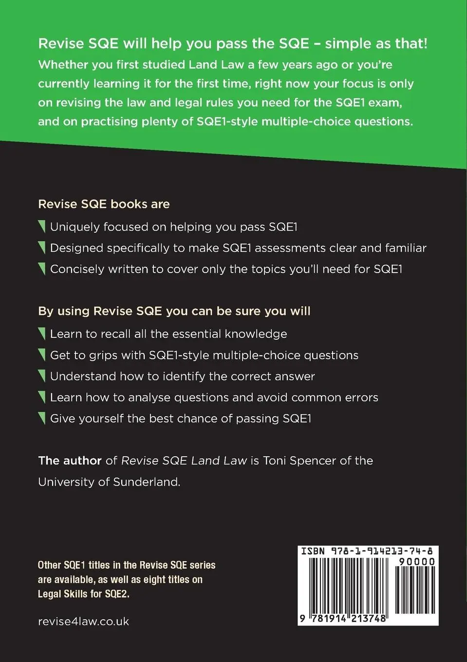 Rückseite: 9781914213748 | Revise SQE Land Law | SQE1 Revision Guide 2nd ed | Toni Spencer | Buch