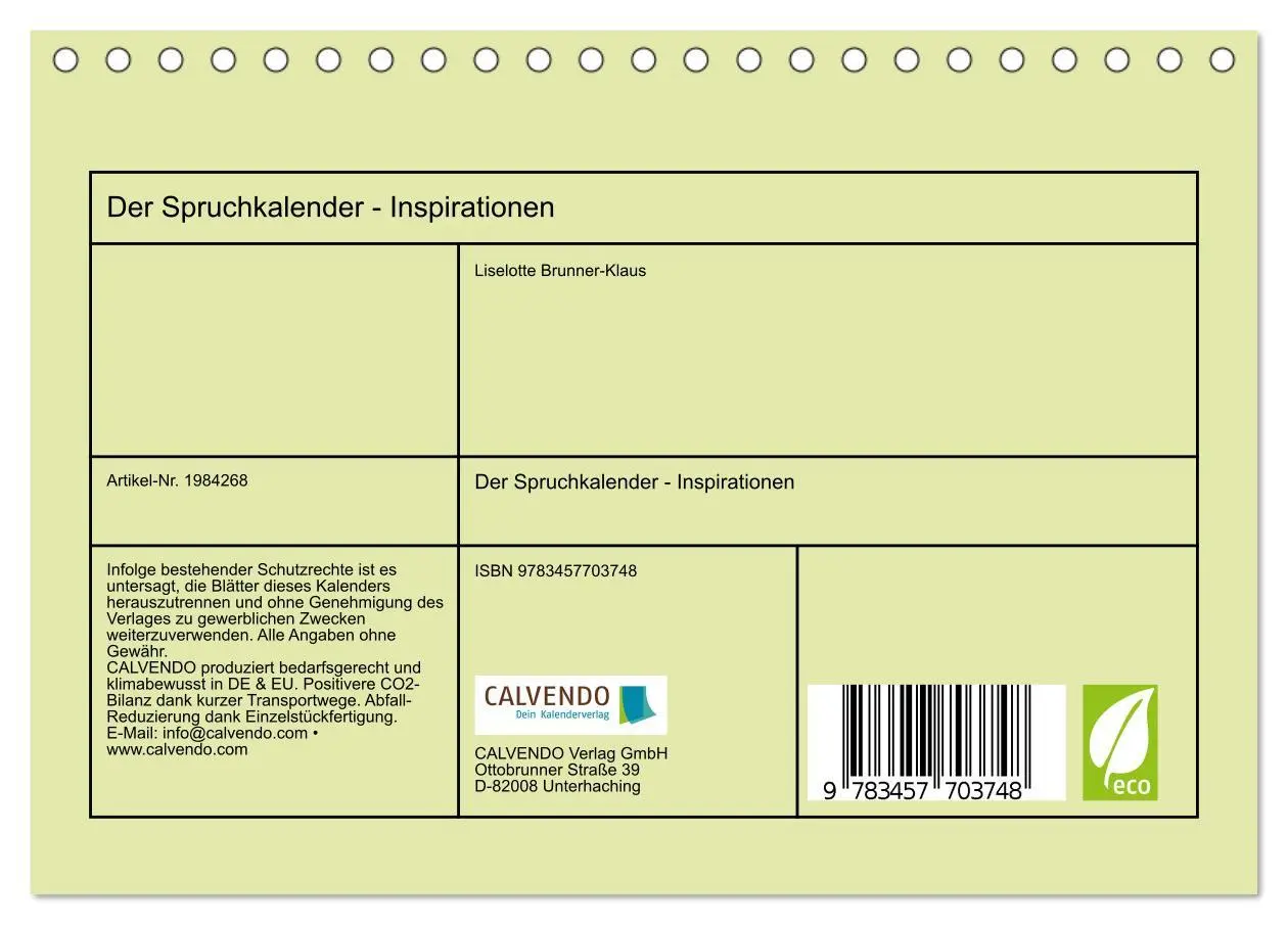 Bild: 9783457703748 | Der Spruchkalender - Inspirationen (Tischkalender 2026 DIN A5...