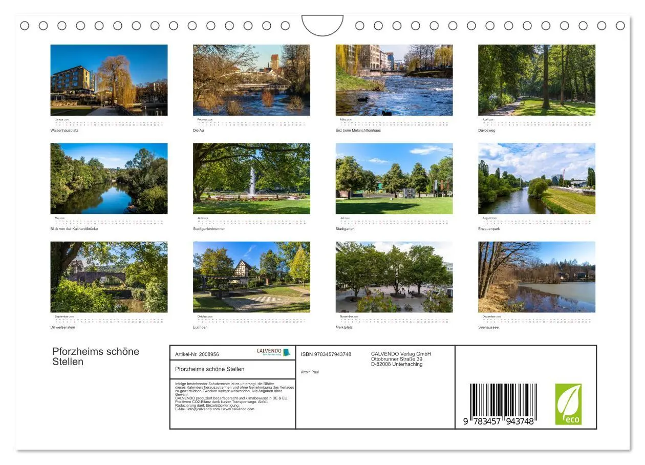 Bild: 9783457943748 | Pforzheims schöne Stellen (Wandkalender 2026 DIN A4 quer), CALVENDO...