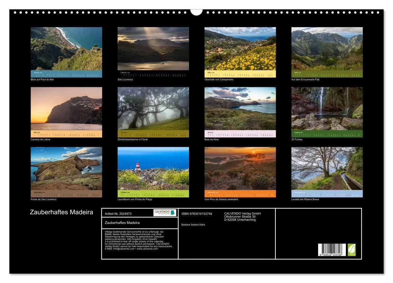 Bild: 9783516103748 | Zauberhaftes Madeira (Wandkalender 2026 DIN A2 quer), CALVENDO...