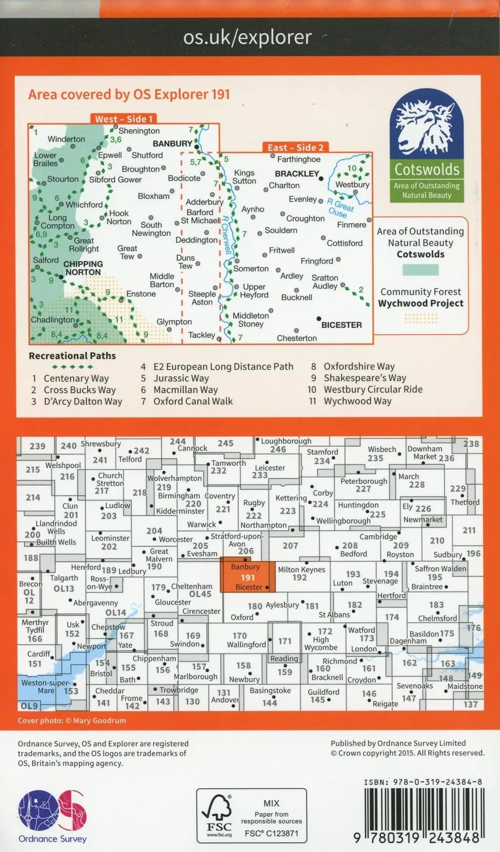 Bild: 9780319243848 | Banbury, Bicester and Chipping Norton | Ordnance Survey | (Land-)Karte