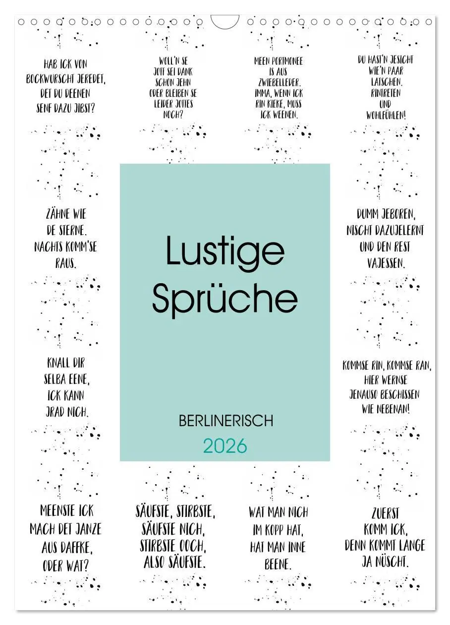 Cover: 9783516403848 | BERLINERISCH Lustige Sprüche (Wandkalender 2026 DIN A3 hoch),...