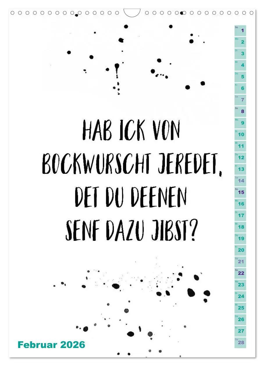 Bild: 9783516403848 | BERLINERISCH Lustige Sprüche (Wandkalender 2026 DIN A3 hoch),...