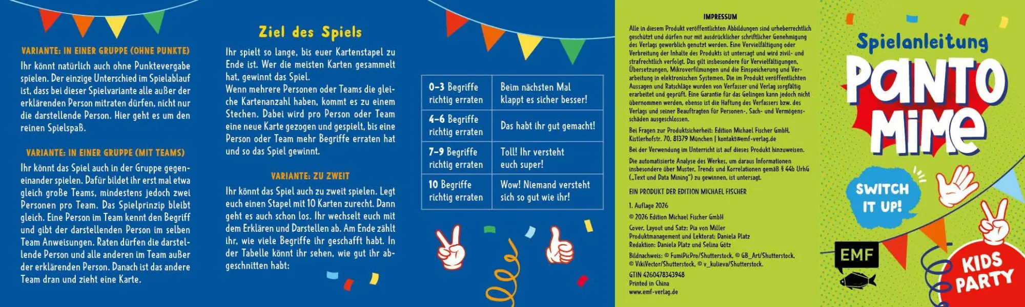 Bild: 4260478343948 | Kartenspiel: Pantomime - Switch it up! - Kids-Party | Spiel | 64 S.
