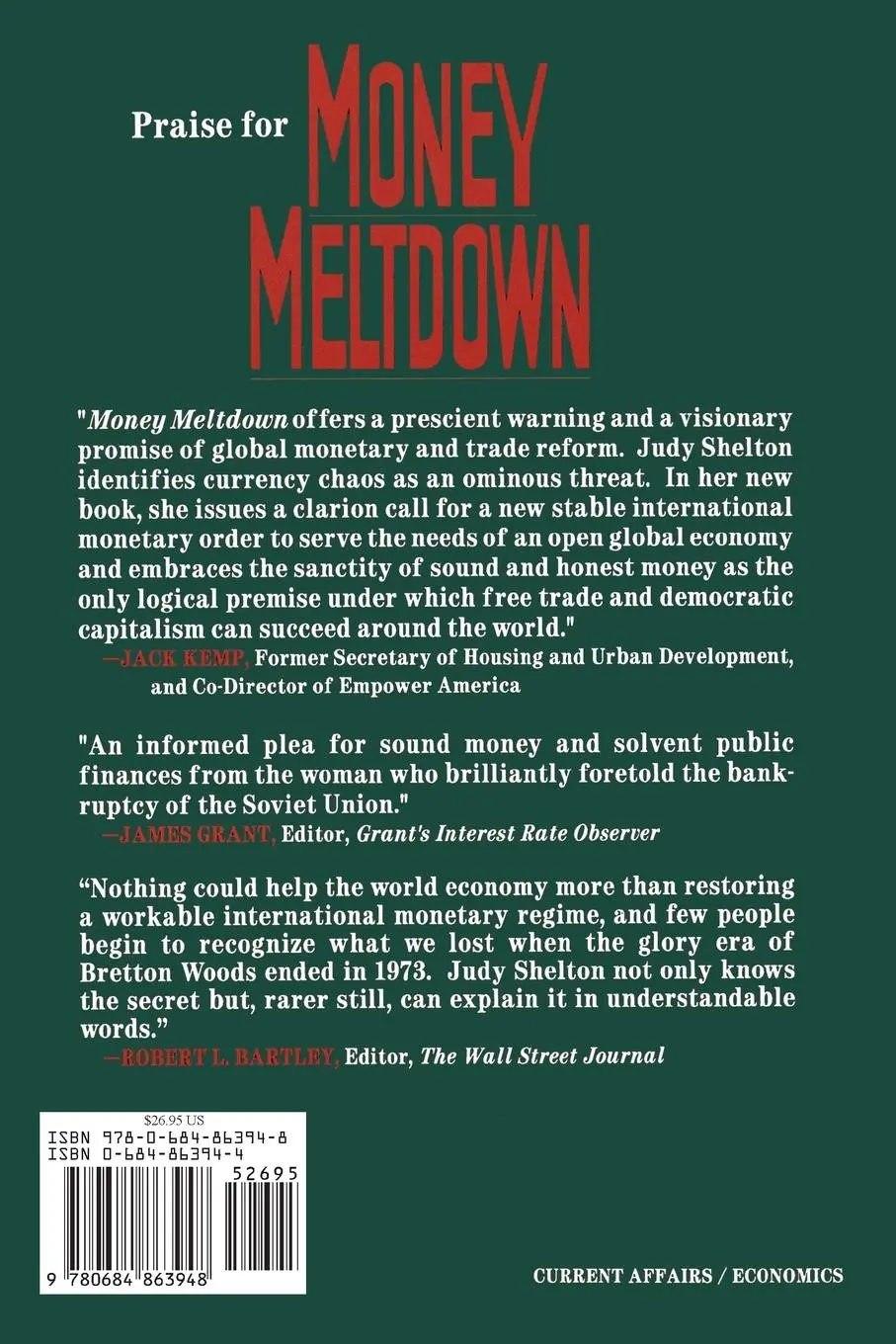 Rückseite: 9780684863948 | Money Meltdown | Judy Shelton | Taschenbuch | Kartoniert / Broschiert