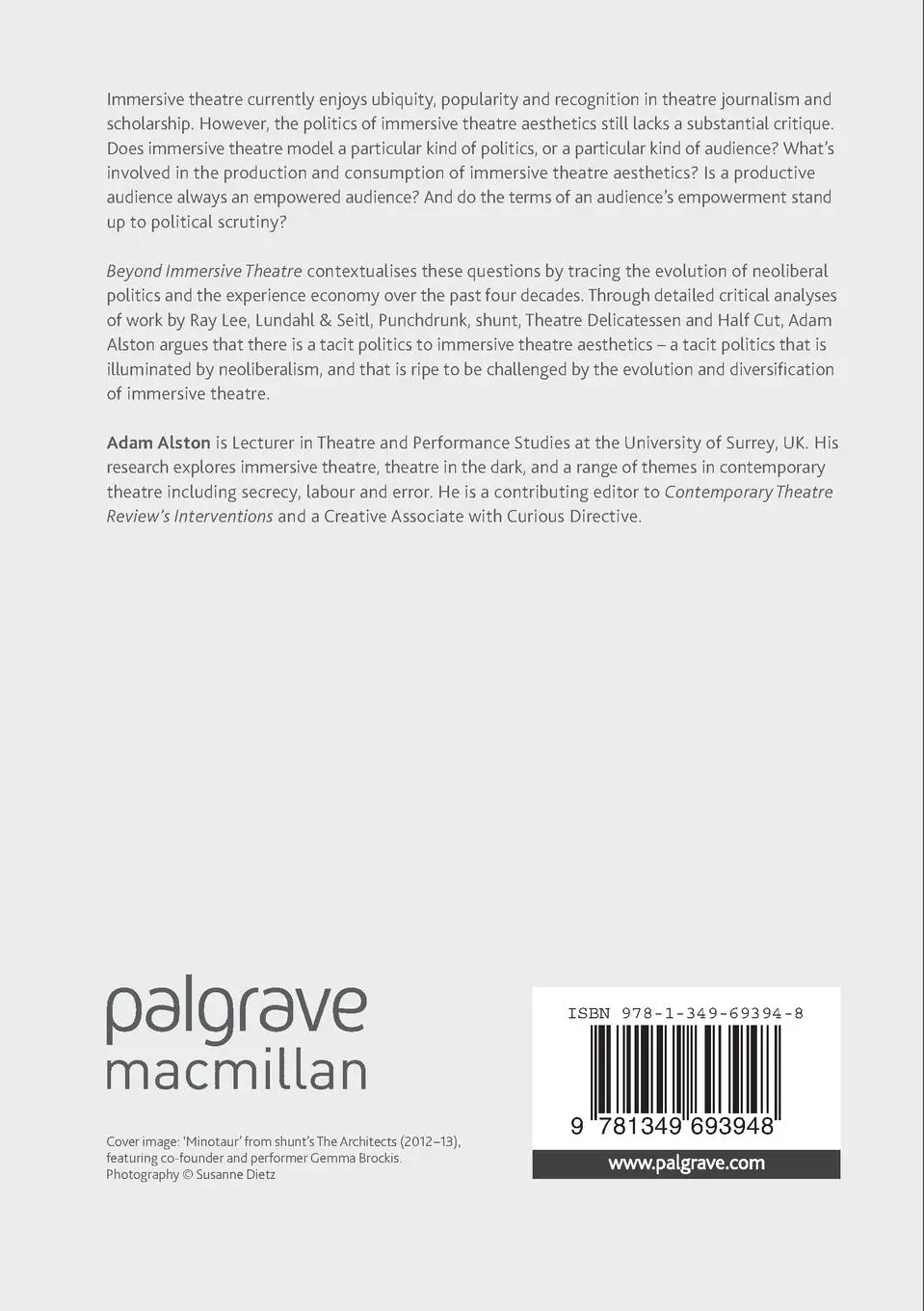 Rückseite: 9781349693948 | Beyond Immersive Theatre | Adam Alston | Taschenbuch | xiii | Englisch