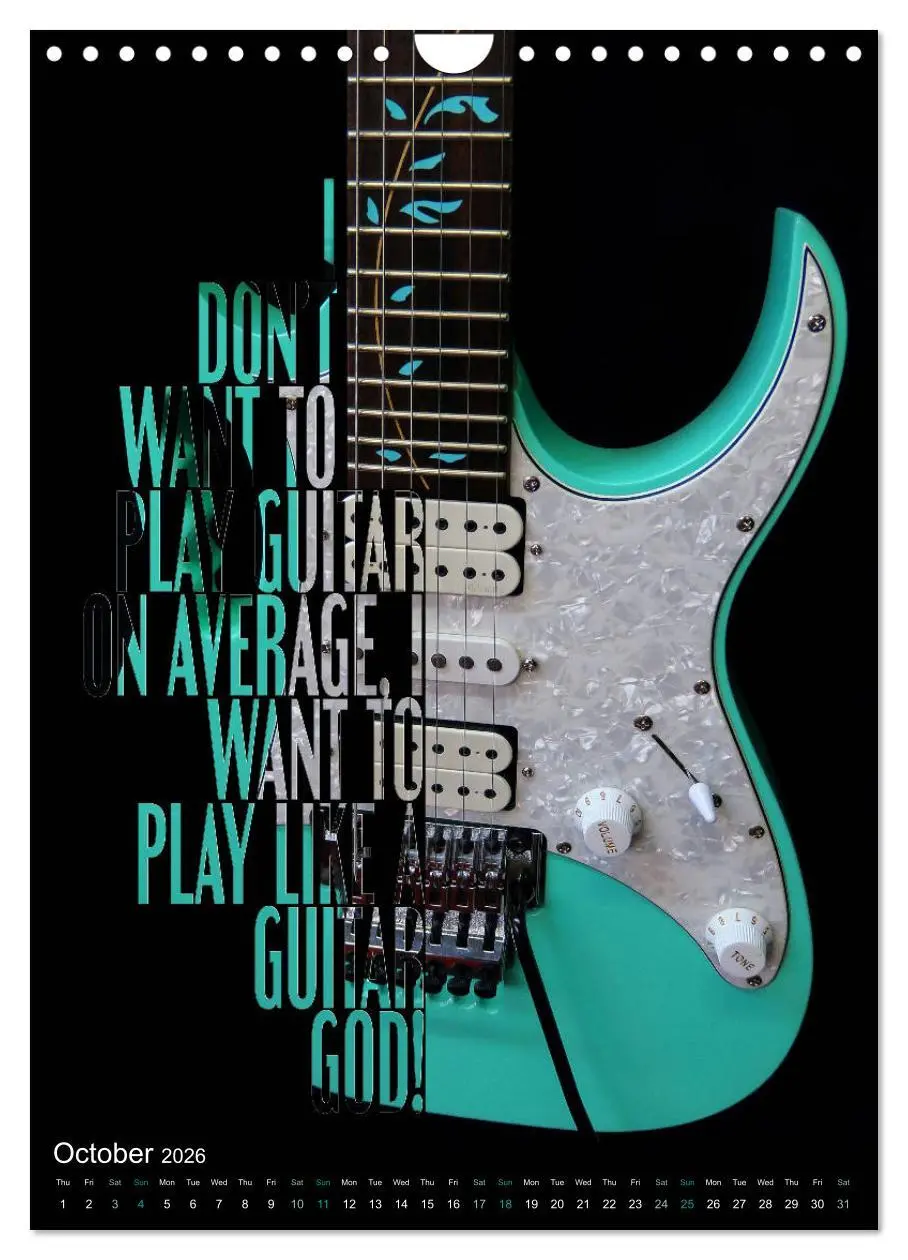 Bild: 9783516563948 | Rock Guitar Beauties (Wall Calendar 2026 DIN A4 portrait), CALVENDO...