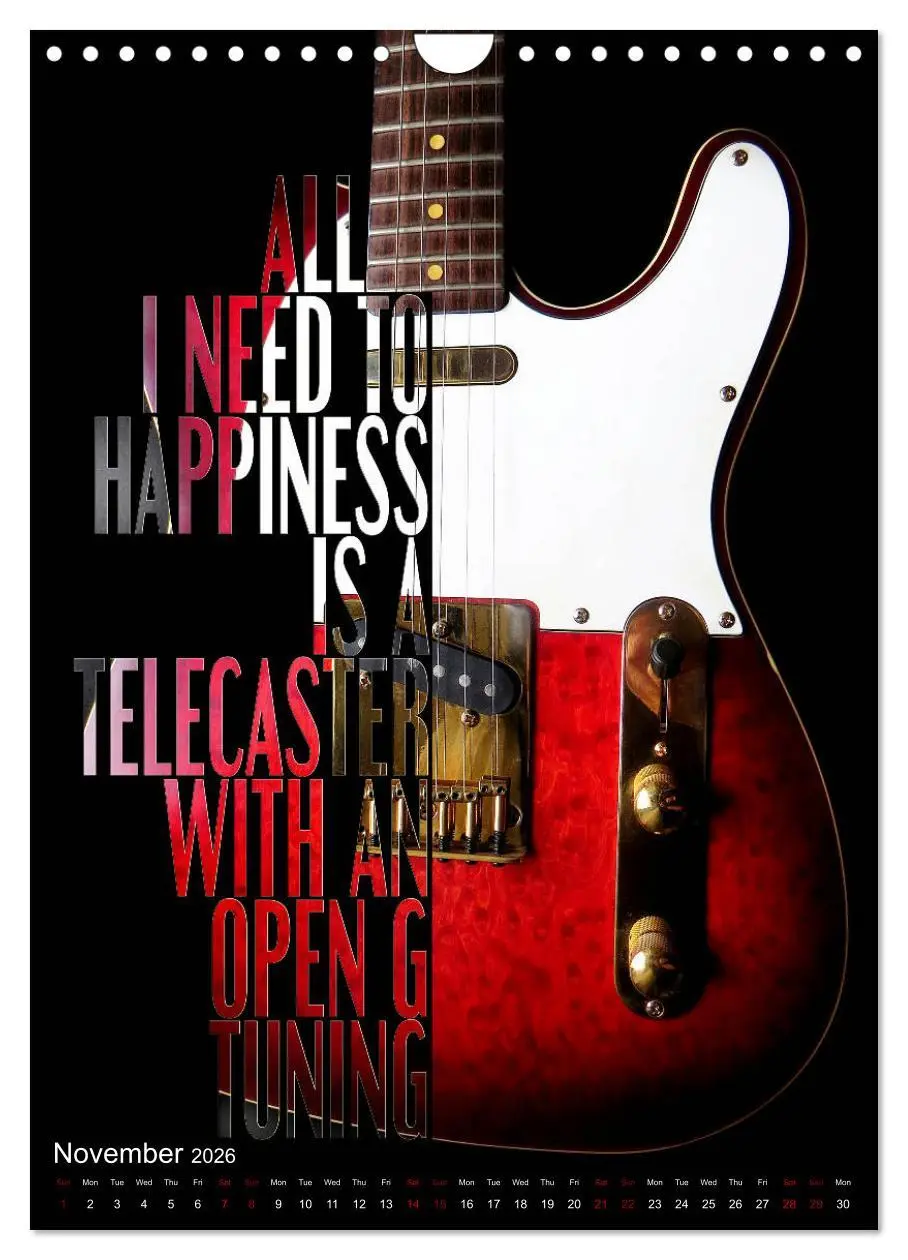 Bild: 9783516563948 | Rock Guitar Beauties (Wall Calendar 2026 DIN A4 portrait), CALVENDO...