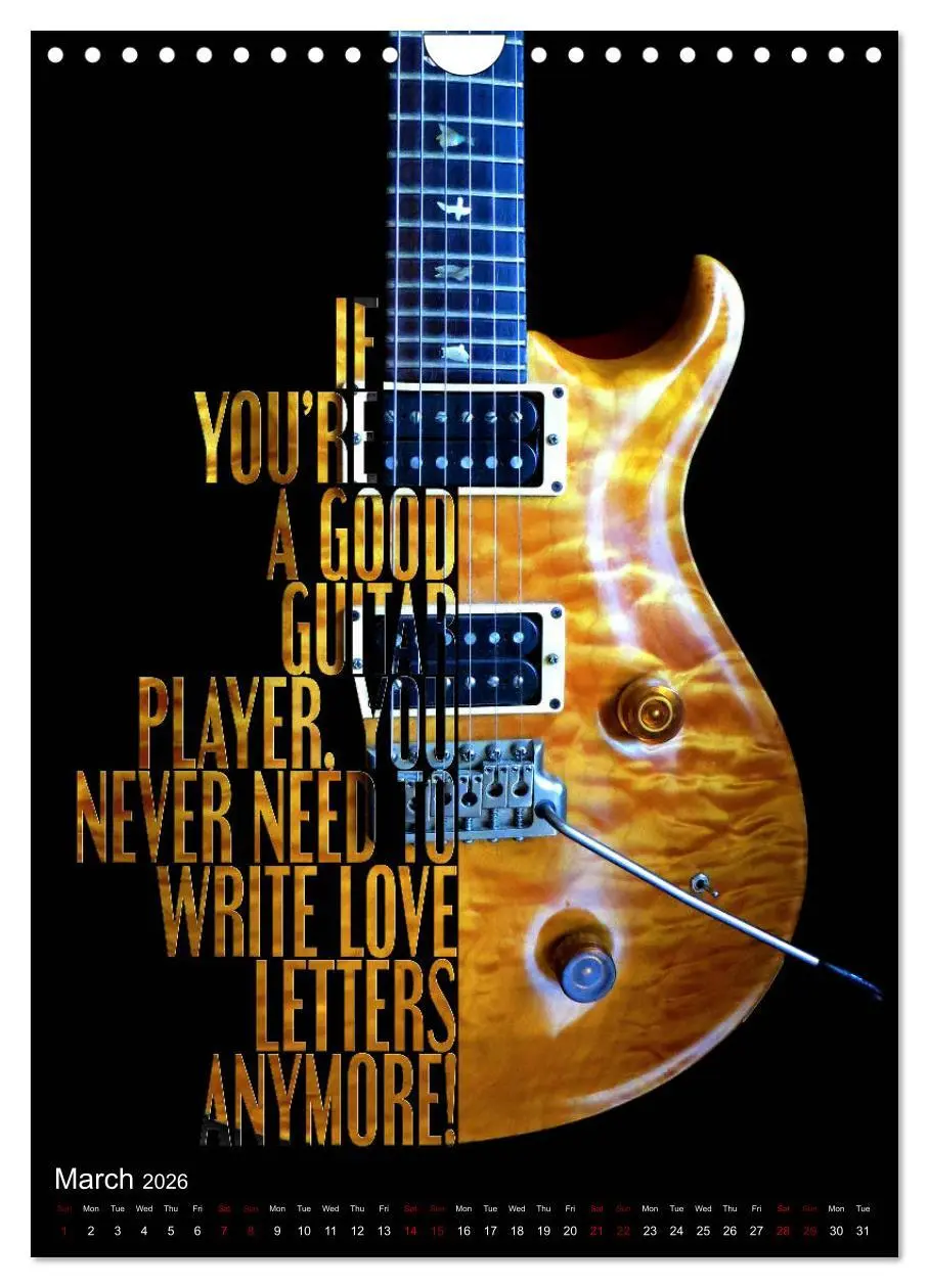 Bild: 9783516563948 | Rock Guitar Beauties (Wall Calendar 2026 DIN A4 portrait), CALVENDO...