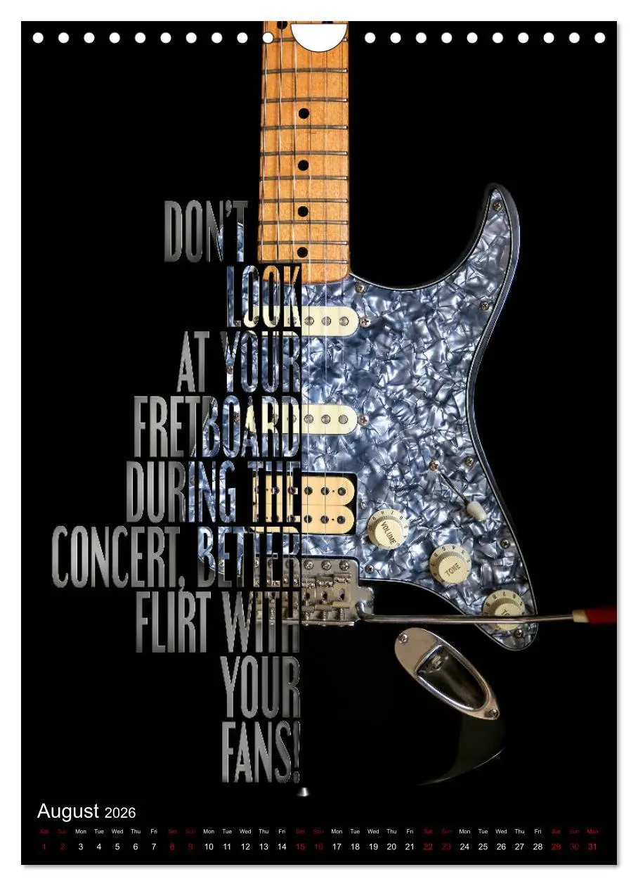 Bild: 9783516563948 | Rock Guitar Beauties (Wall Calendar 2026 DIN A4 portrait), CALVENDO...