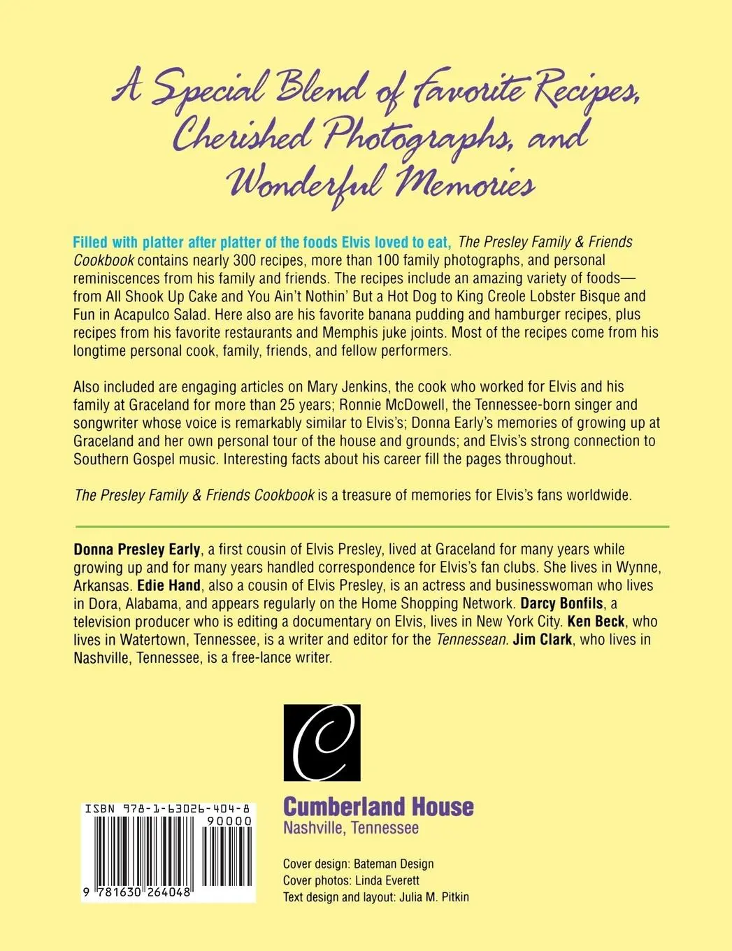 Rückseite: 9781630264048 | The Presley Family &amp; Friends Cookbook | Donna Presley Early (u. a.)