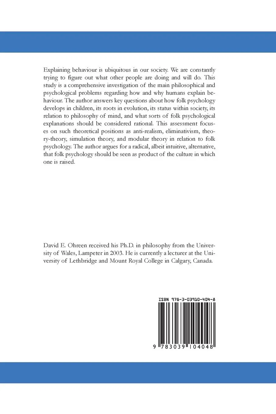 Rückseite: 9783039104048 | The Scope and Limits of Folk Psychology | A Socio-Linguistic Approach