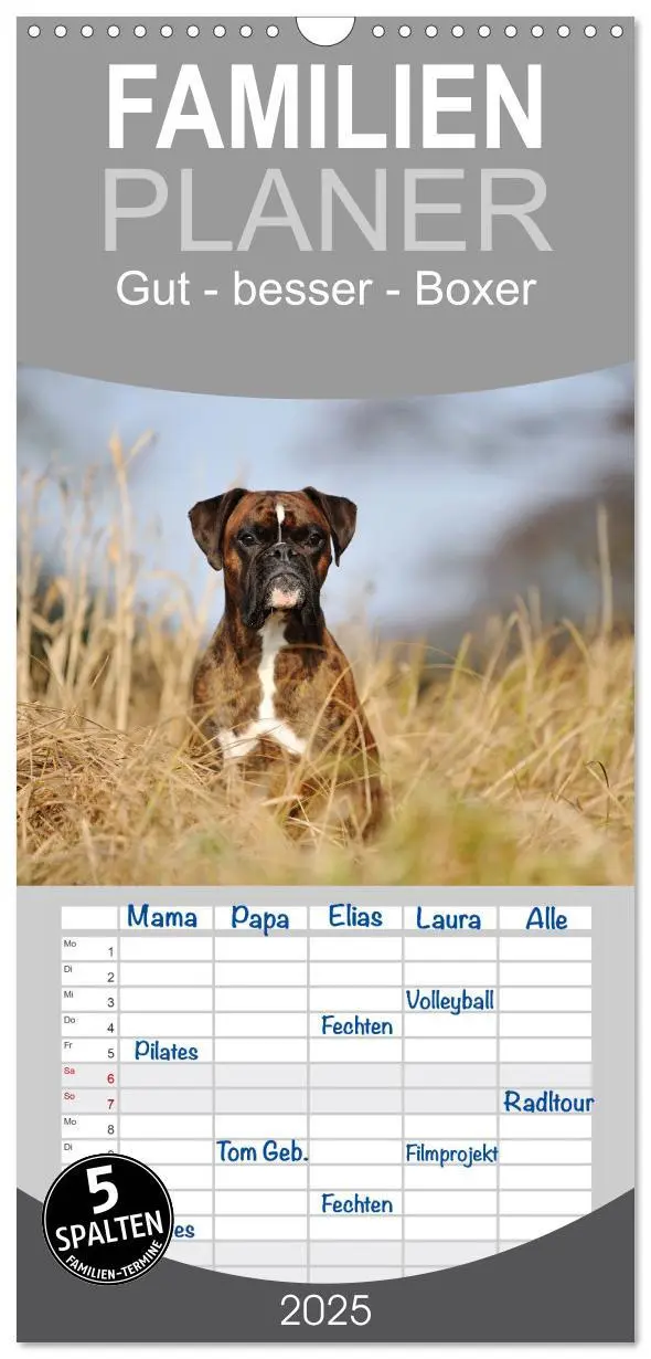 Cover: 9783457114148 | Familienplaner 2025 - Gut - besser - Boxer mit 5 Spalten...