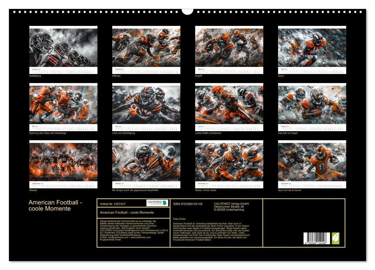 Bild: 9783569154148 | American Football - coole Momente (Wandkalender 2027 DIN A2 quer),...