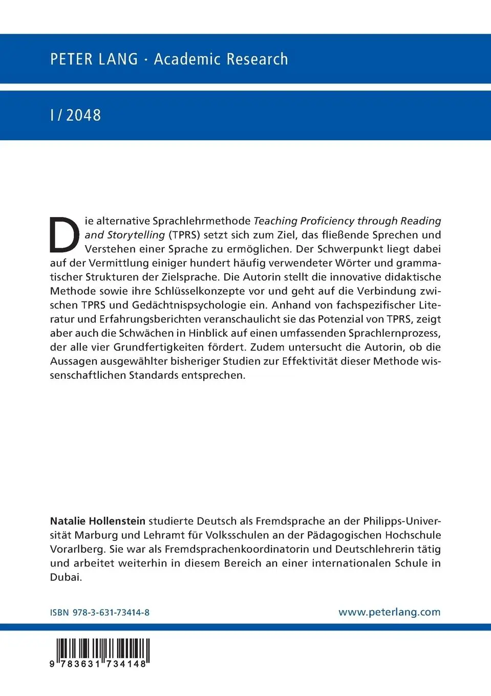 Rückseite: 9783631734148 | Die alternative Sprachlehrmethode TPRS (Teaching Proficiency...