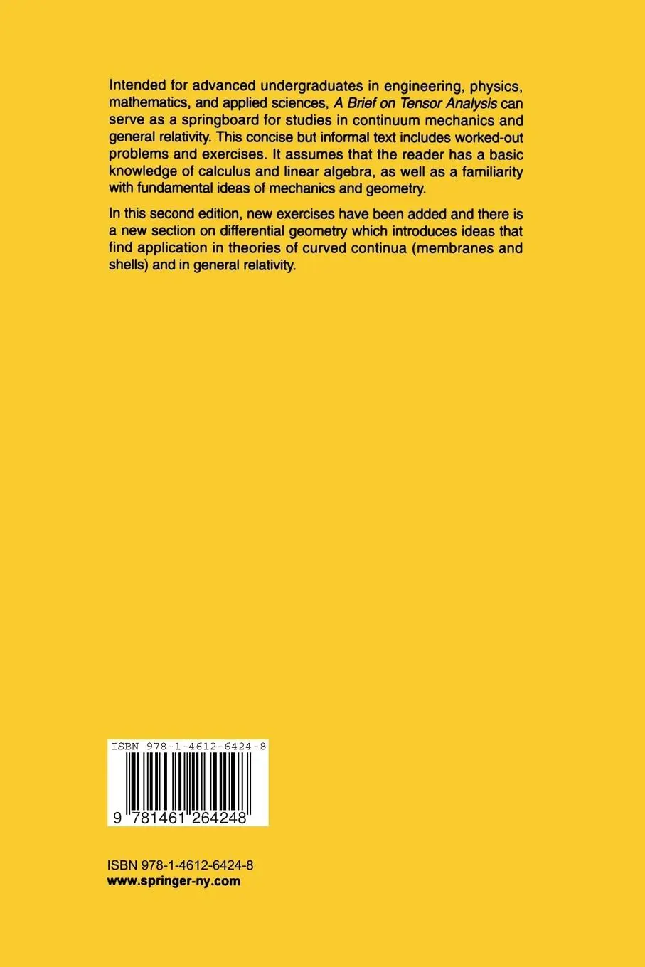 Rückseite: 9781461264248 | A Brief on Tensor Analysis | James G. Simmonds | Taschenbuch | xiv