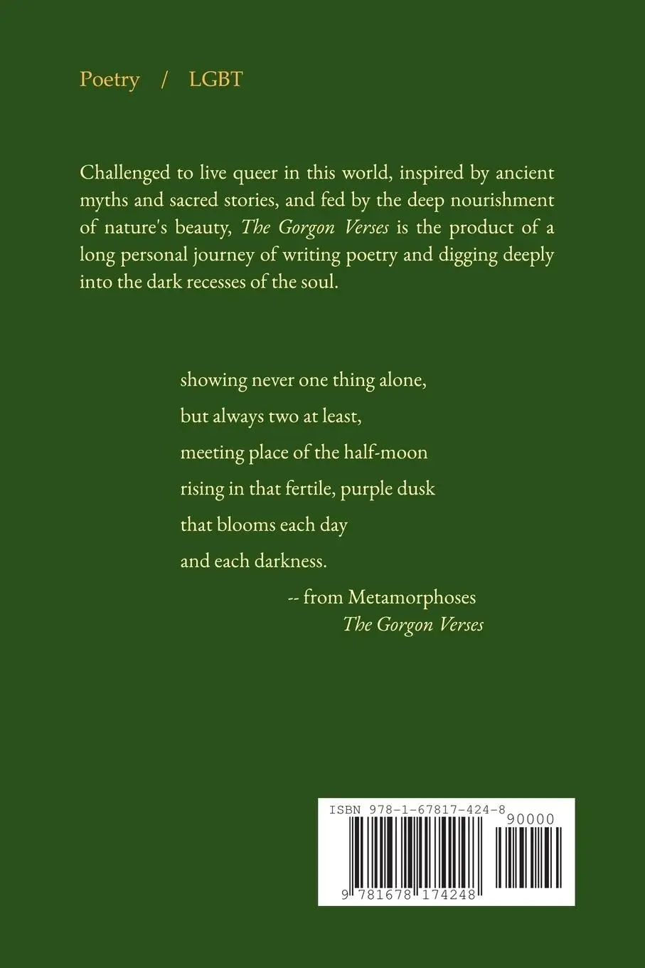 Rückseite: 9781678174248 | The Gorgon Verses | Poems for a Queer Mythology | Trey Moonwood | Buch