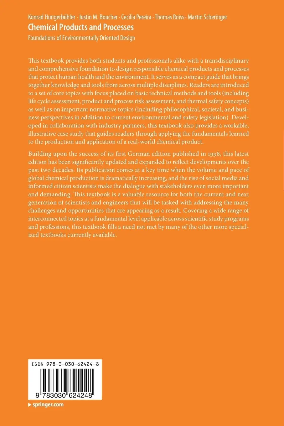 Rückseite: 9783030624248 | Chemical Products and Processes | Konrad Hungerbühler (u. a.) | Buch