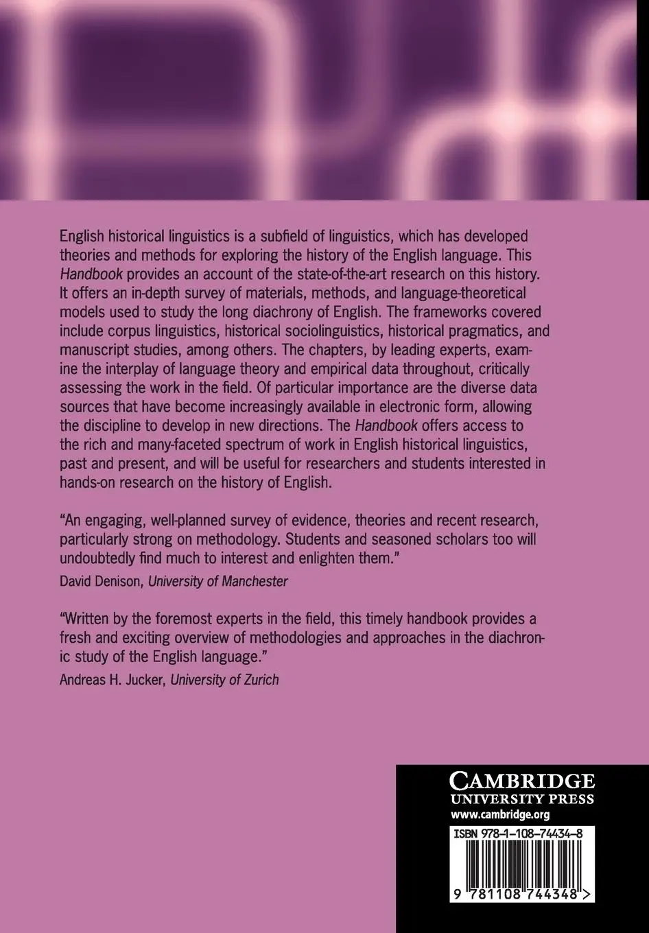 Rückseite: 9781108744348 | The Cambridge Handbook of English Historical Linguistics | Taschenbuch