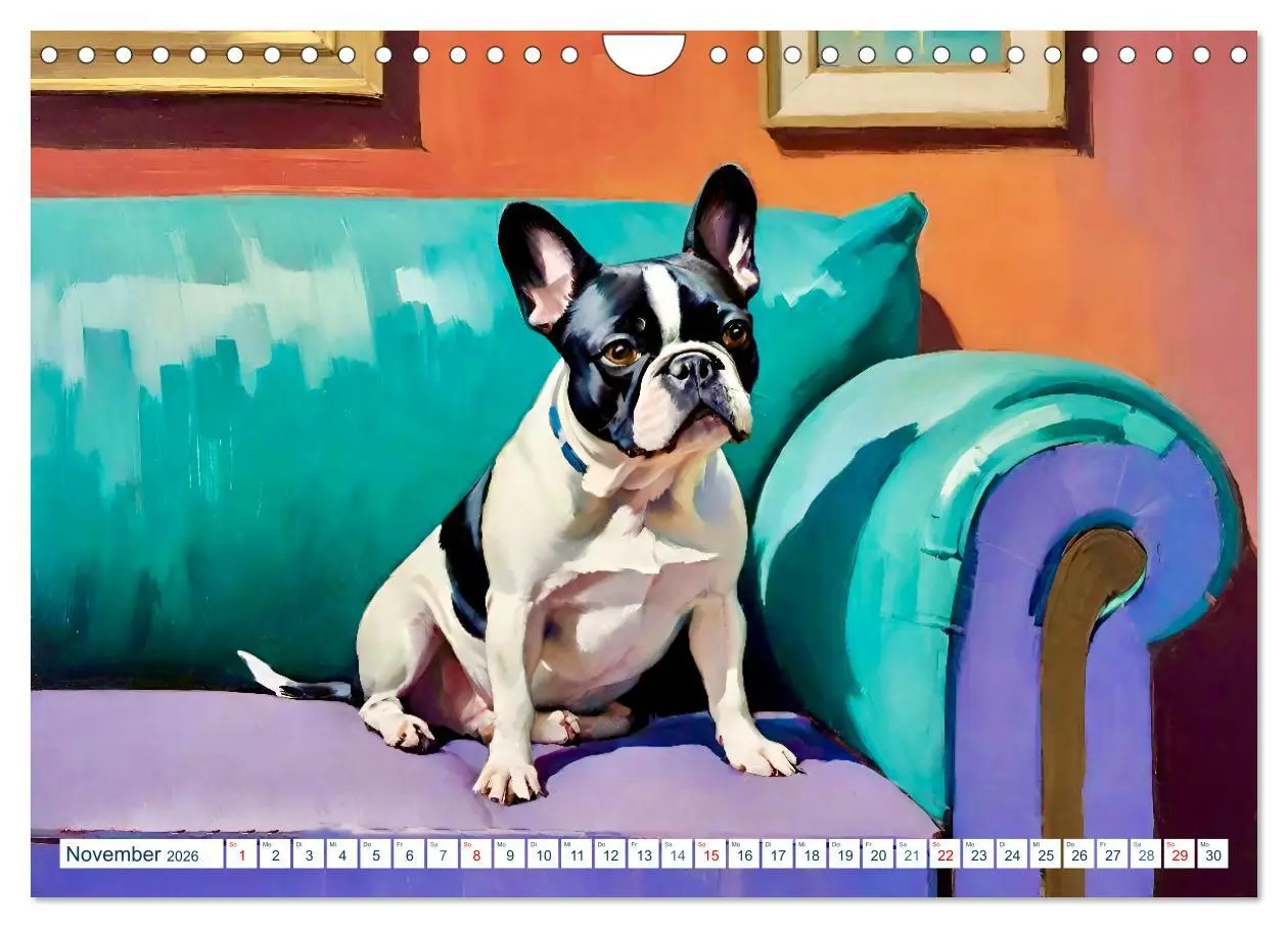 Bild: 9783457264348 | Frenchies (Wandkalender 2026 DIN A4 quer), CALVENDO Monatskalender