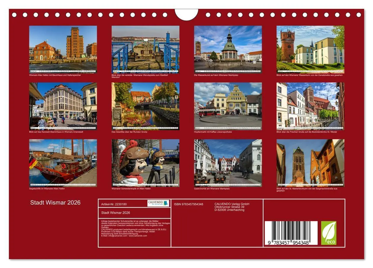 Bild: 9783457954348 | Stadt Wismar 2026 (Wandkalender 2026 DIN A4 quer), CALVENDO...