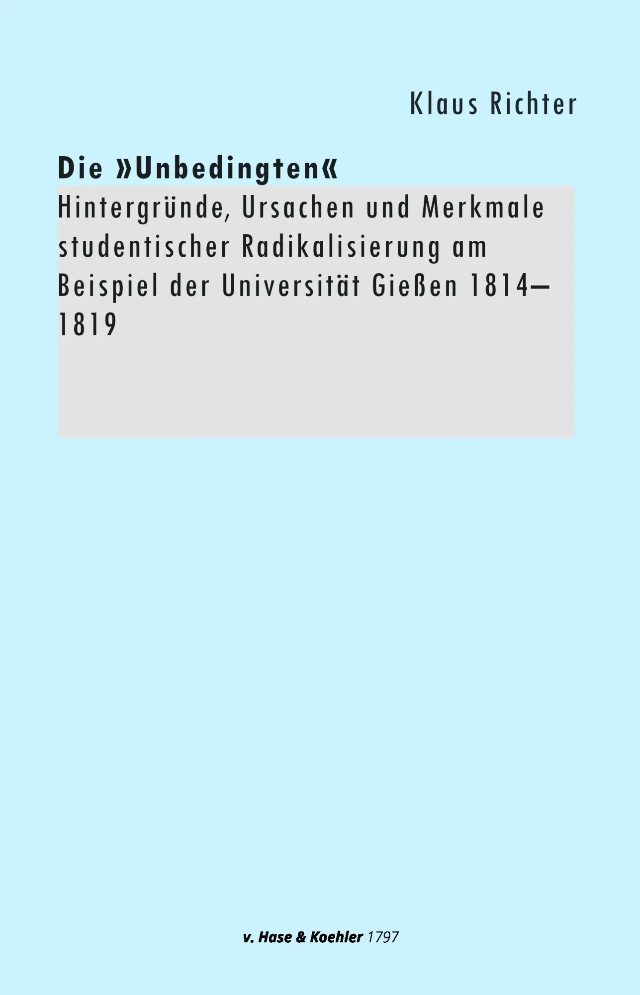 Cover: 9783775814348 | Die 'Unbedingten' | Klaus Richter | Taschenbuch | Deutsch | 2025