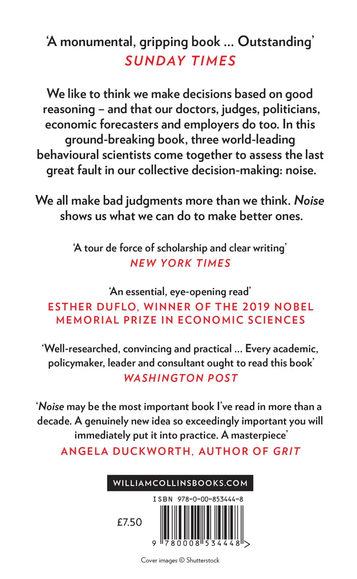 Rückseite: 9780008534448 | Noise | A Flaw in Human Jugdment | Daniel Kahneman (u. a.) | Buch