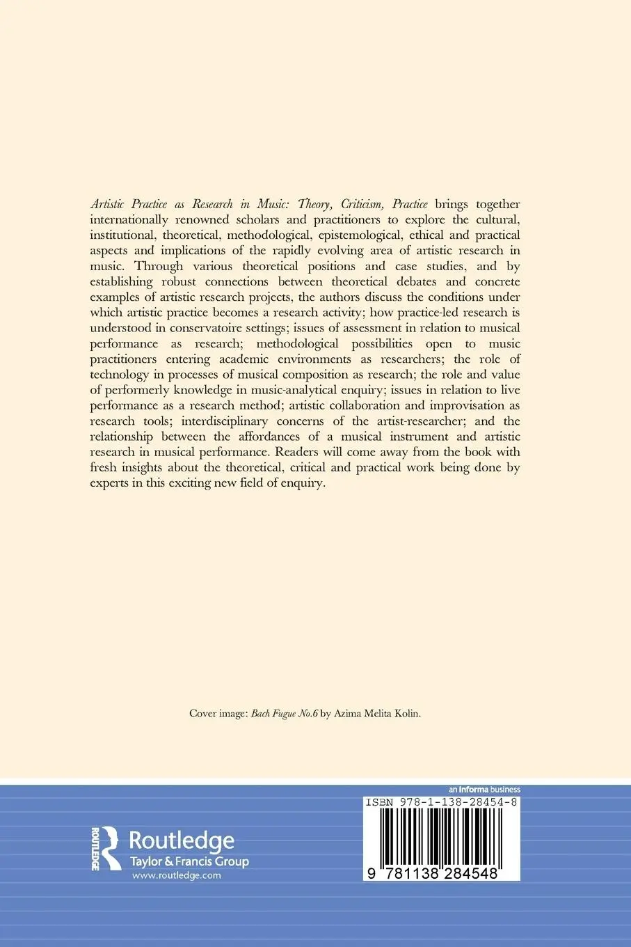 Rückseite: 9781138284548 | Artistic Practice as Research in Music | Theory, Criticism, Practice