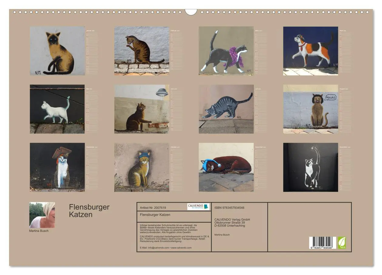 Bild: 9783457934548 | Flensburger Katzen (Wandkalender 2026 DIN A2 quer), CALVENDO...