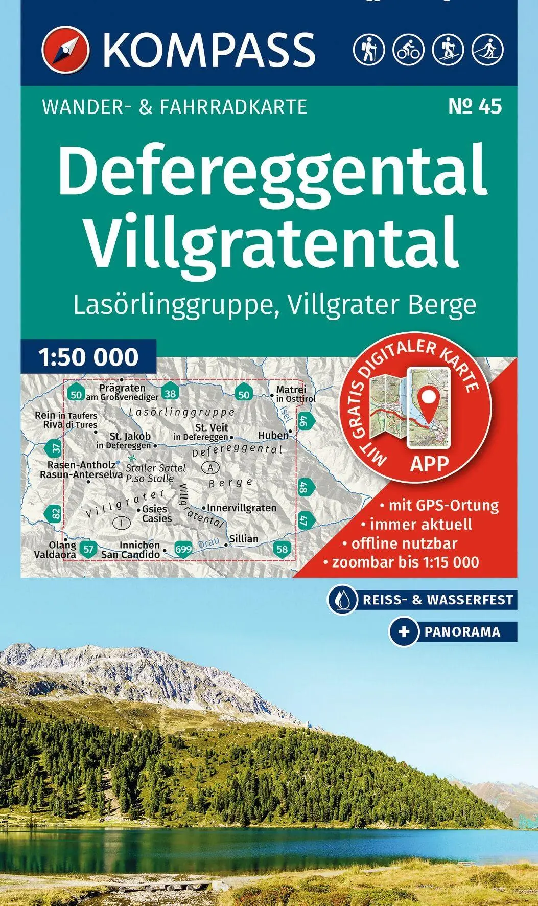 Cover: 9783991544548 | KOMPASS Wanderkarte 45 Defereggental, Villgratental,...