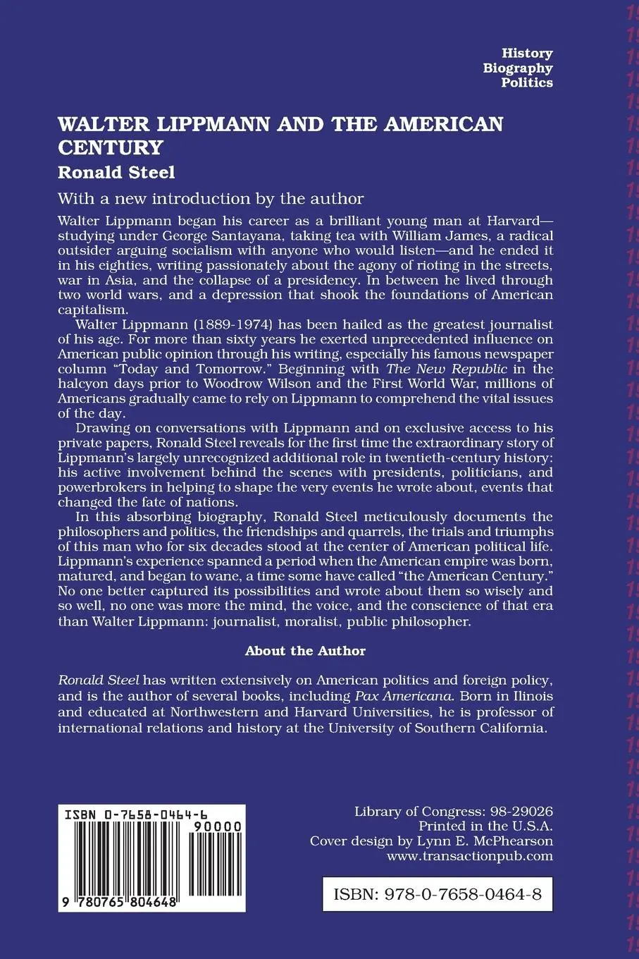 Rückseite: 9780765804648 | Walter Lippmann and the American Century | Ronald Steel | Taschenbuch