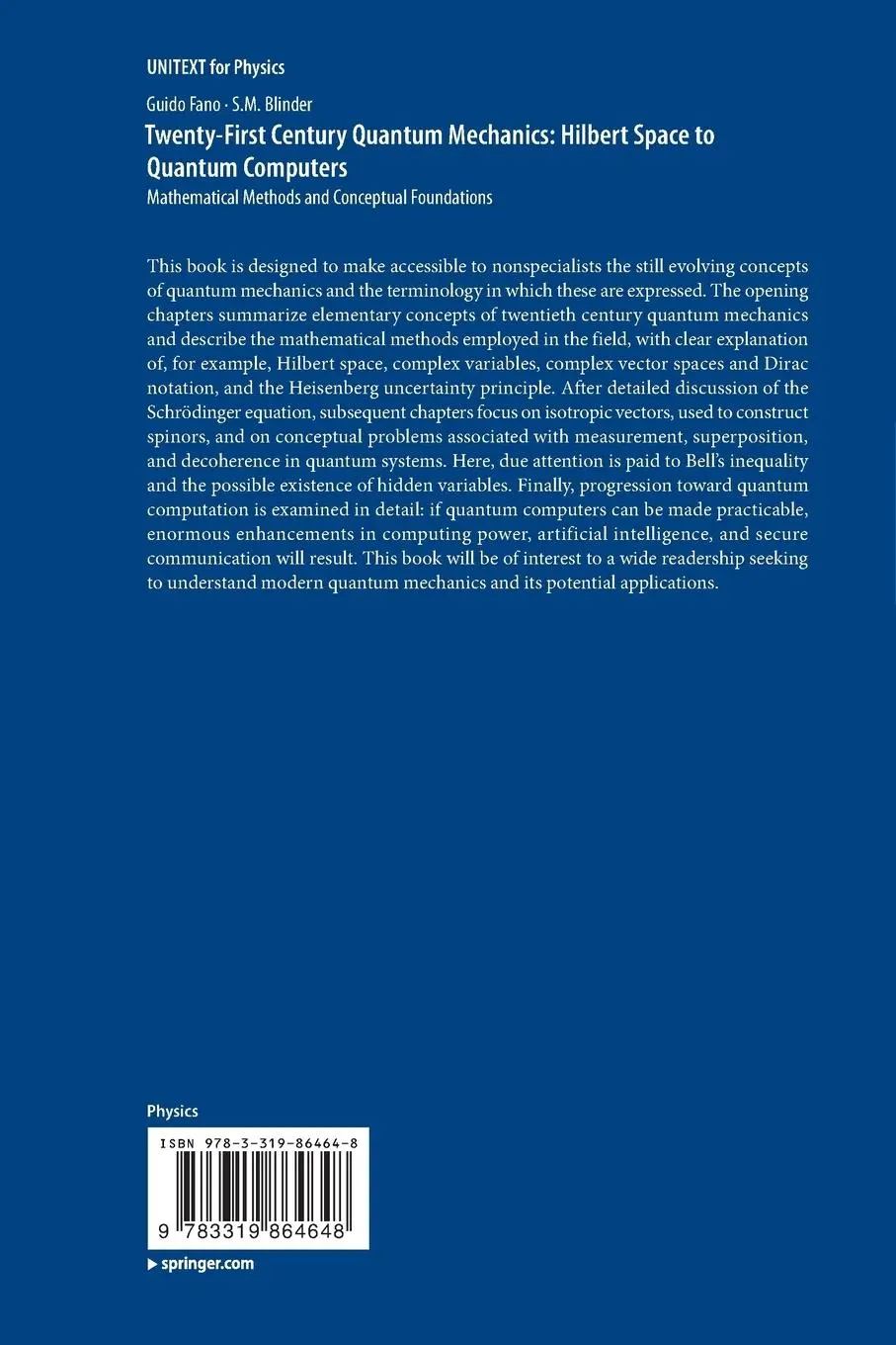 Rückseite: 9783319864648 | Twenty-First Century Quantum Mechanics: Hilbert Space to Quantum...