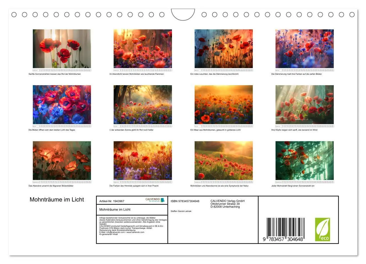 Bild: 9783457304648 | Mohnträume im Licht (Wandkalender 2026 DIN A4 quer), CALVENDO...