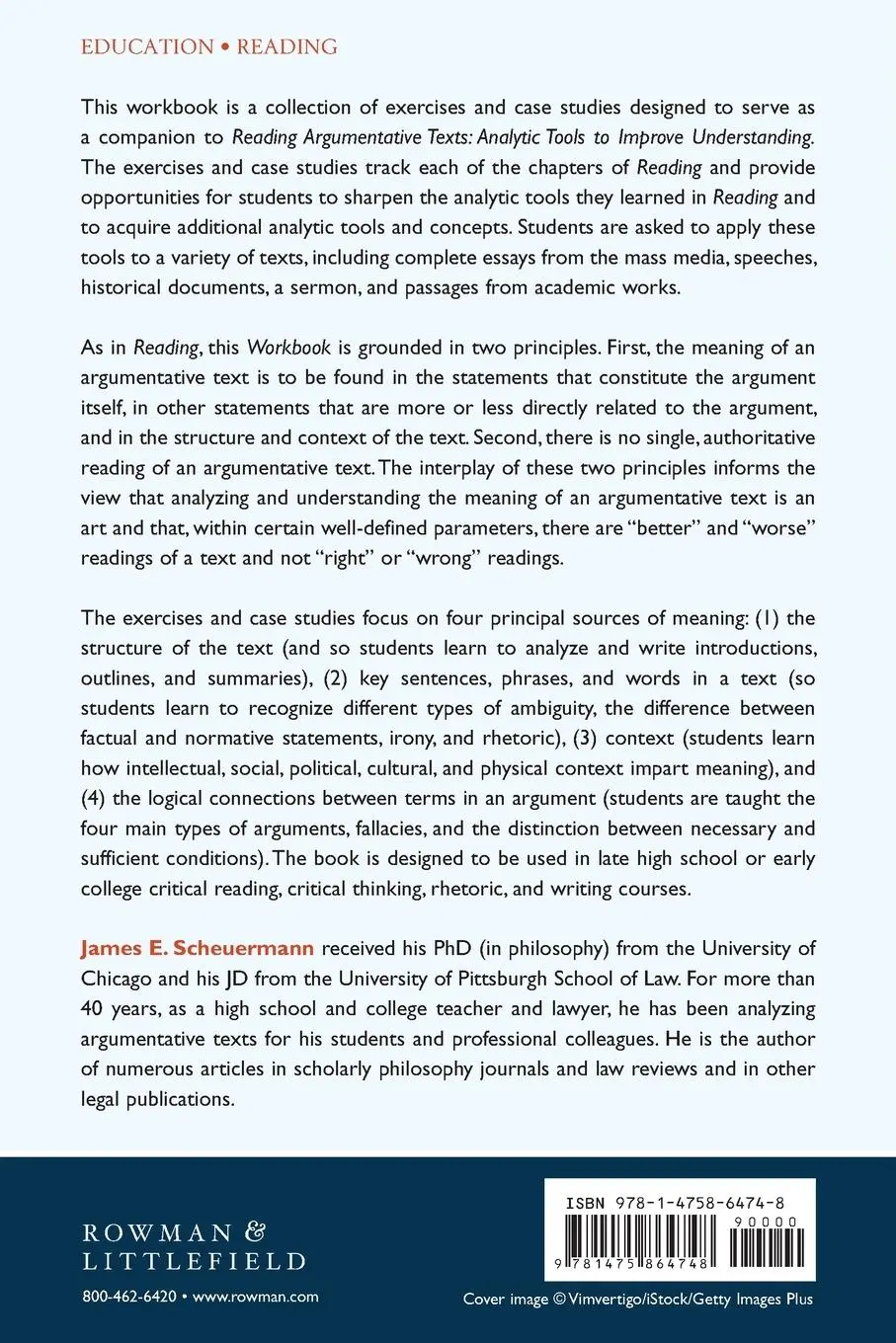 Rückseite: 9781475864748 | Workbook for Reading Argumentative Texts | James E. Scheuermann | Buch