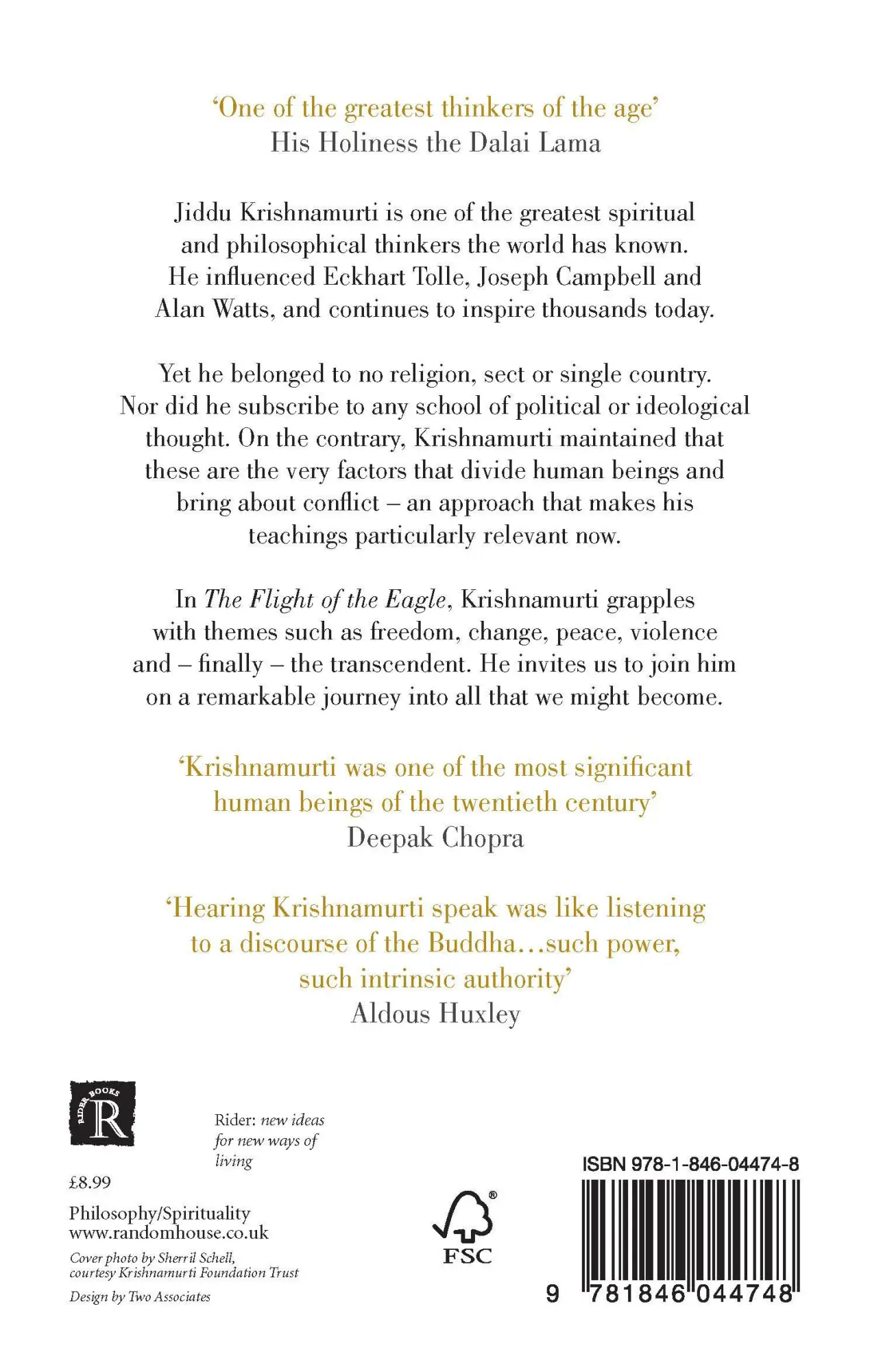 Rückseite: 9781846044748 | The Flight of the Eagle | J. Krishnamurti | Taschenbuch | Englisch