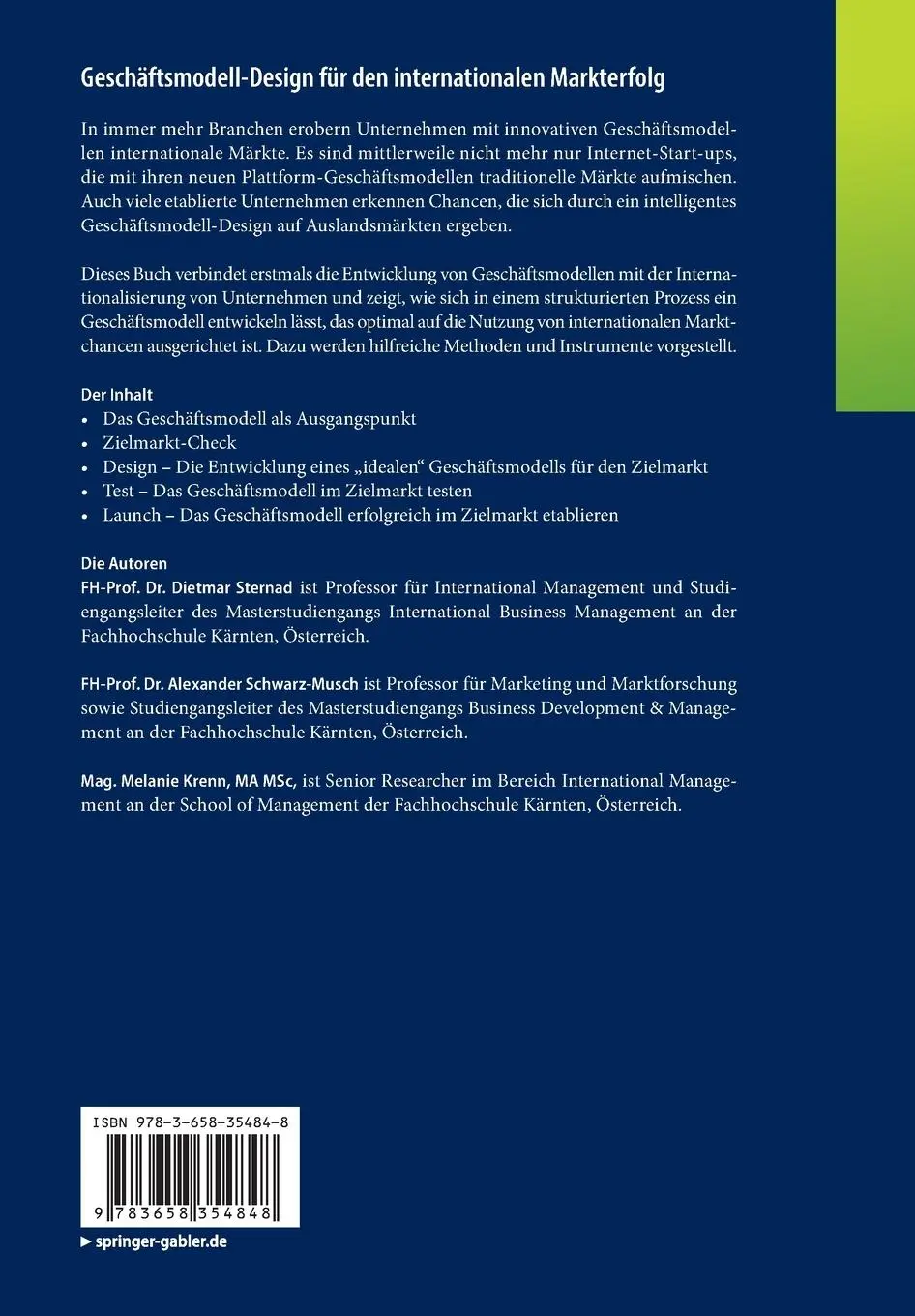 Rückseite: 9783658354848 | Geschäftsmodell-Design für den internationalen Markterfolg | Buch | IX
