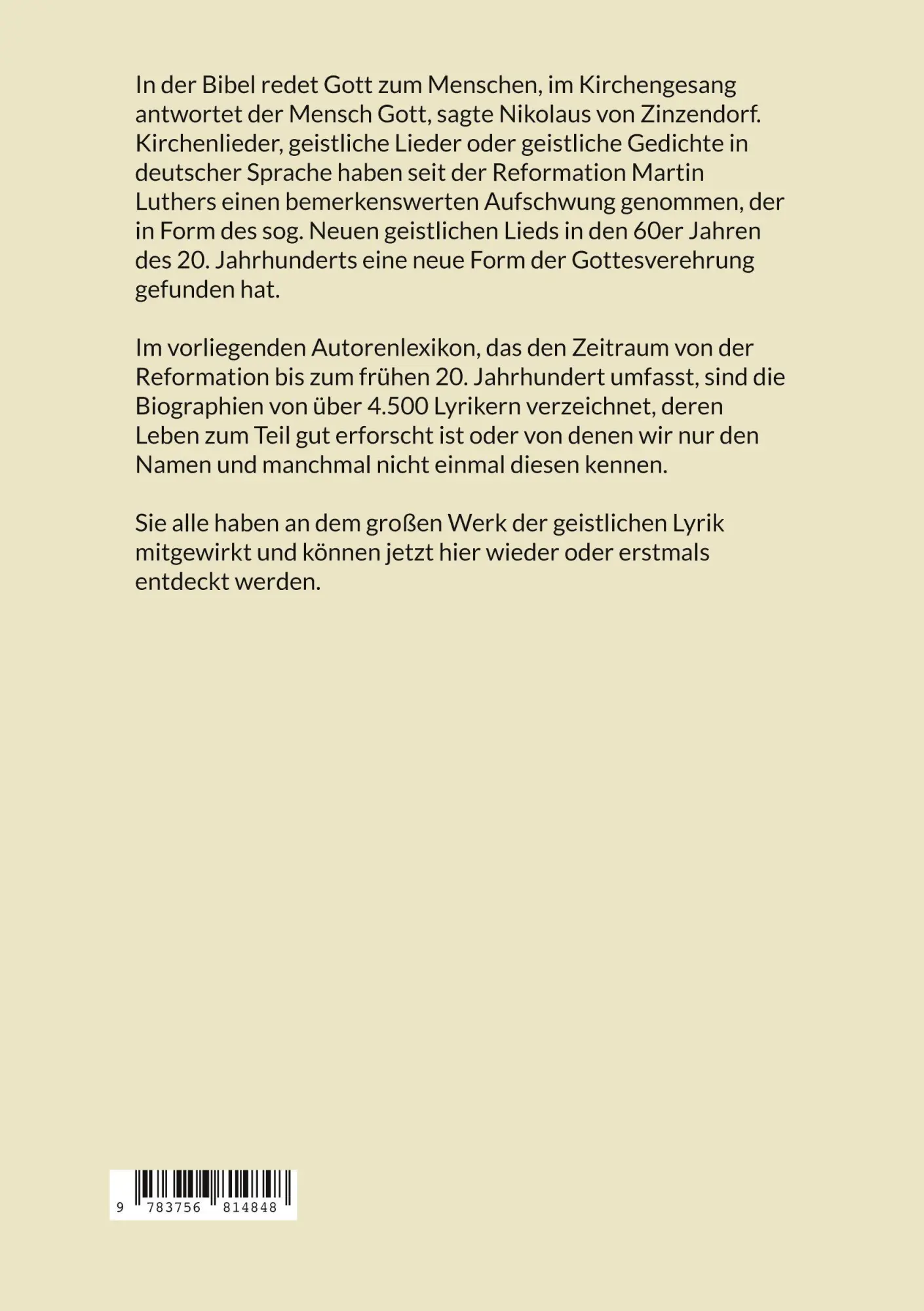 Rückseite: 9783756814848 | Autorenlexikon geistlicher Lyrik deutscher Sprache, Band 2 | Scherf