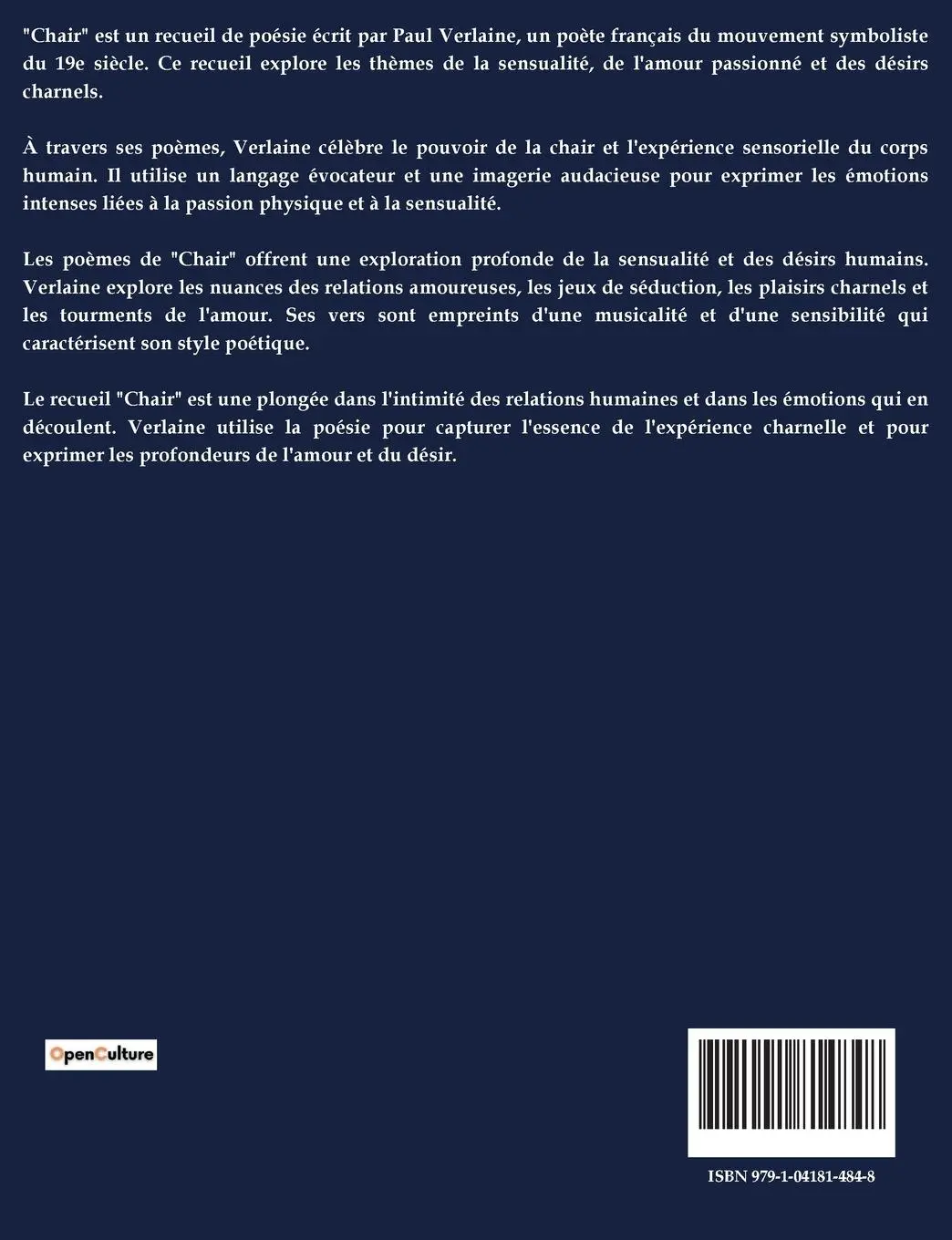 Rückseite: 9791041814848 | CHAIR | Paul Verlaine | Taschenbuch | Les classiques de la littérature