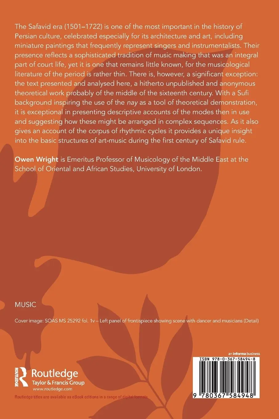 Rückseite: 9780367584948 | Music Theory in the Safavid Era | The taqs¿m al-na¿am¿t | Owen Wright