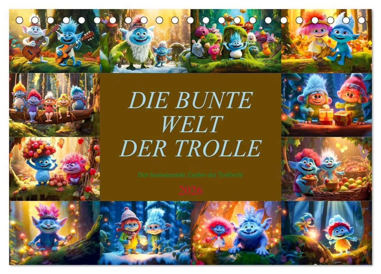 Cover: 9783457514948 | Die bunte Welt der Trolle (Tischkalender 2026 DIN A5 quer),...