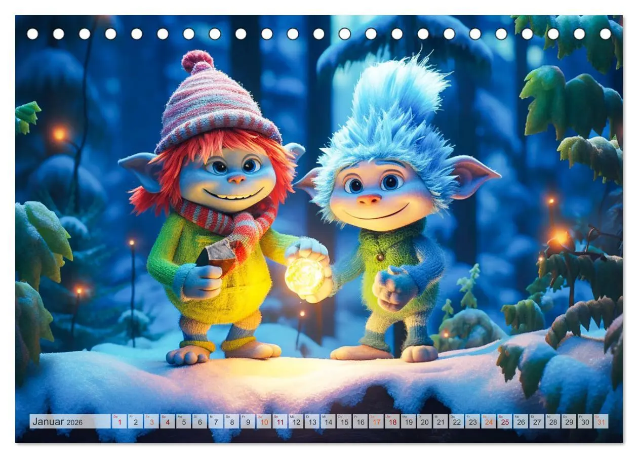 Bild: 9783457514948 | Die bunte Welt der Trolle (Tischkalender 2026 DIN A5 quer),...