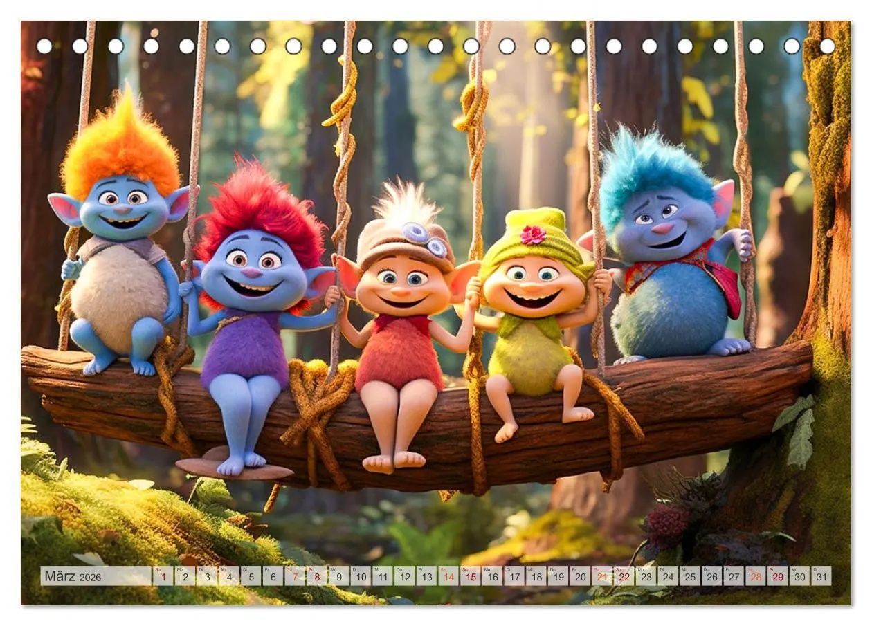 Bild: 9783457514948 | Die bunte Welt der Trolle (Tischkalender 2026 DIN A5 quer),...