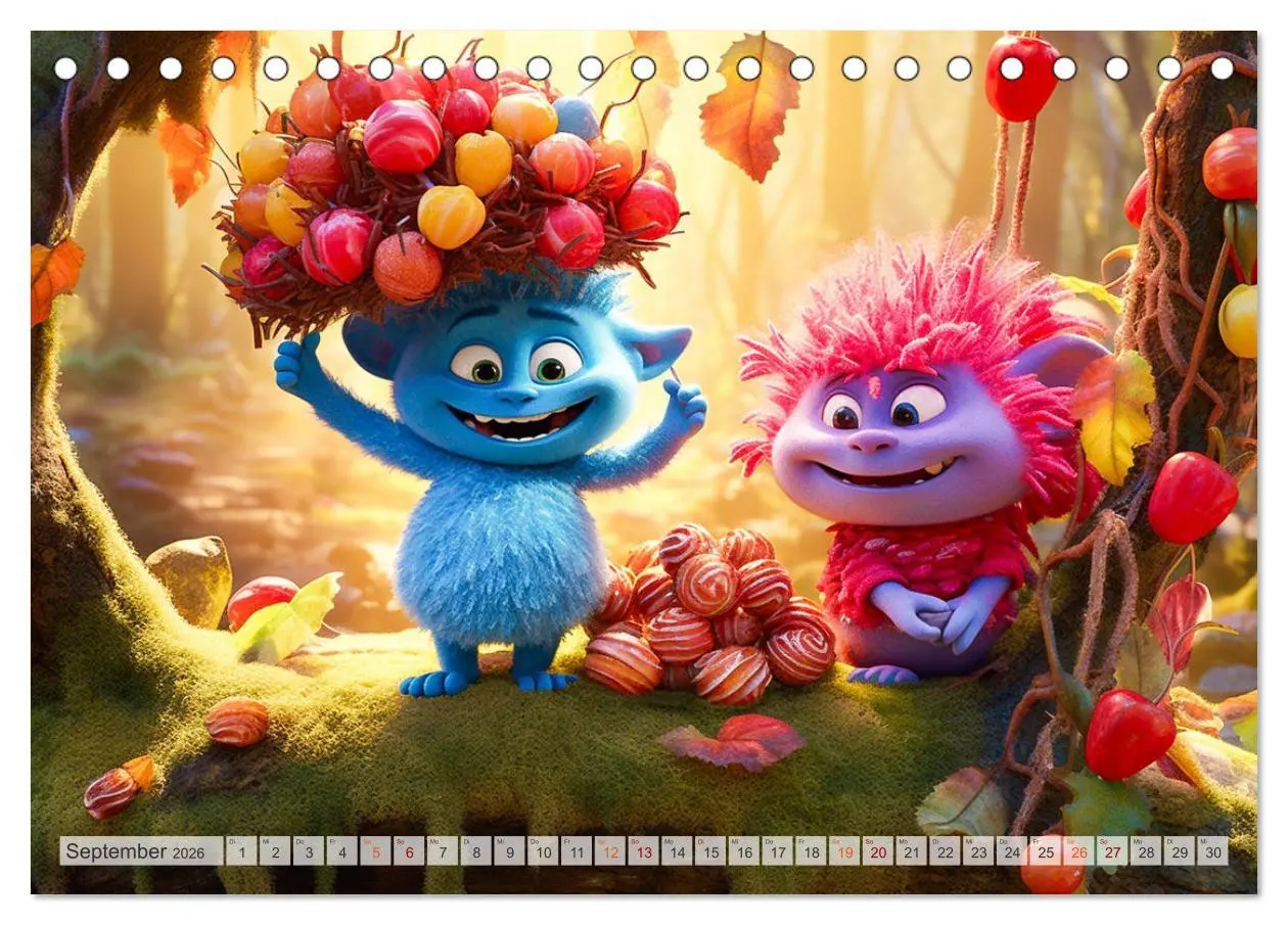 Bild: 9783457514948 | Die bunte Welt der Trolle (Tischkalender 2026 DIN A5 quer),...