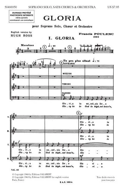 Cover: 9780793555048 | Gloria | Satb | Francis Poulenc | Taschenbuch | Einzelstimme | 1986