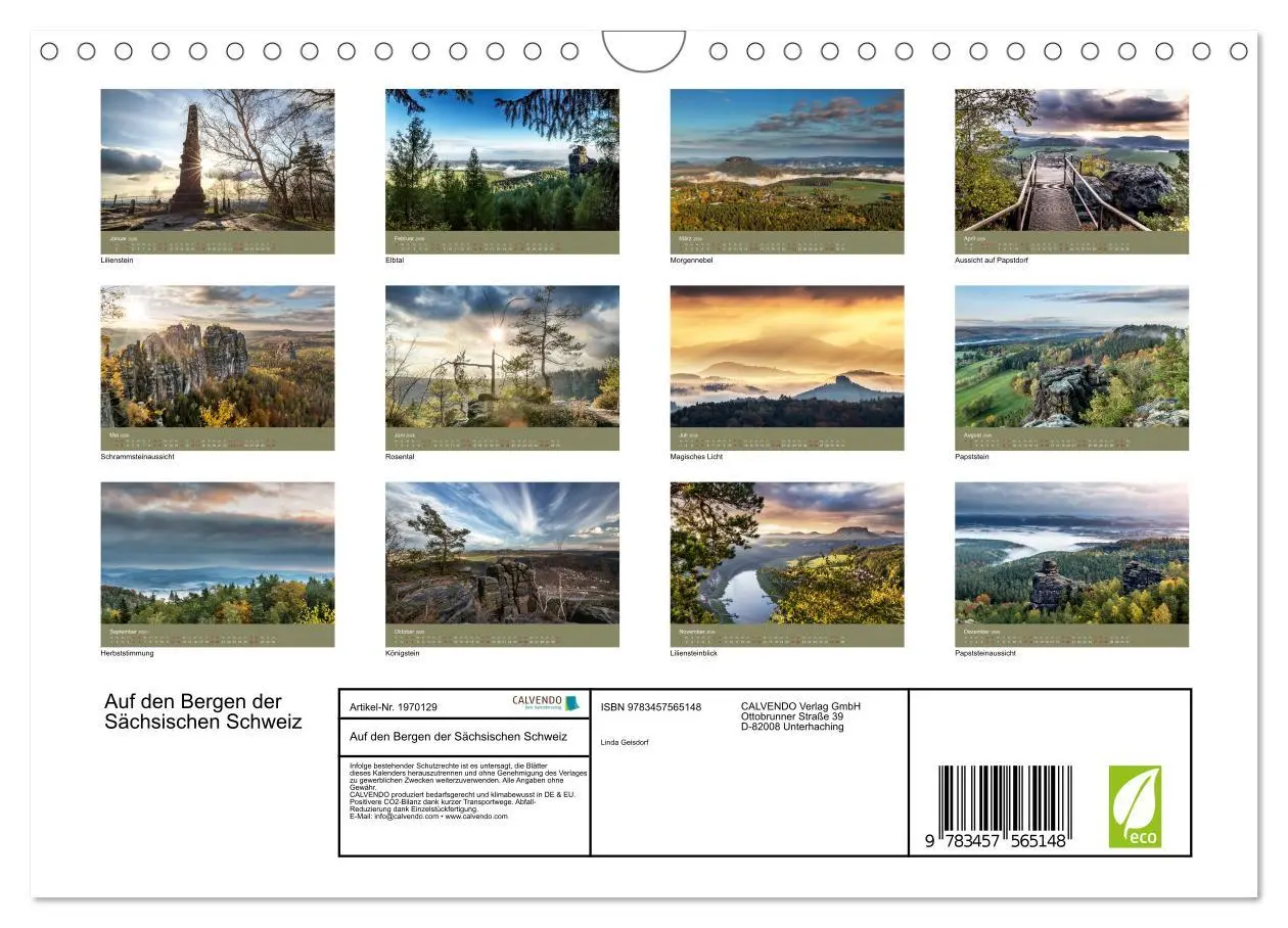 Bild: 9783457565148 | Auf den Bergen der Sächsischen Schweiz (Wandkalender 2026 DIN A4...