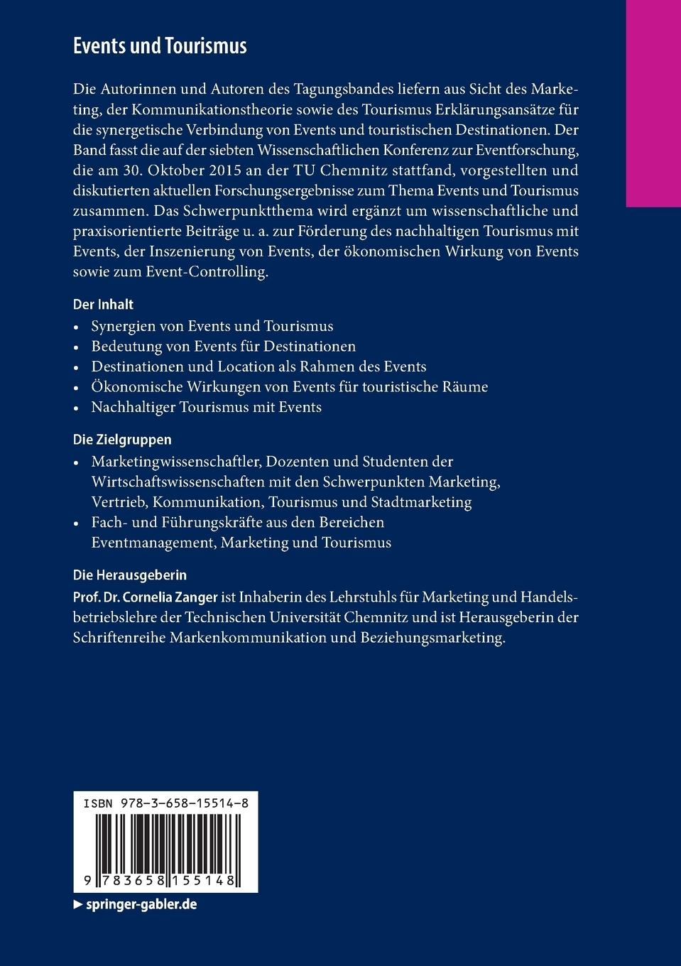Rückseite: 9783658155148 | Events und Tourismus | Stand und Perspektiven der Eventforschung | x