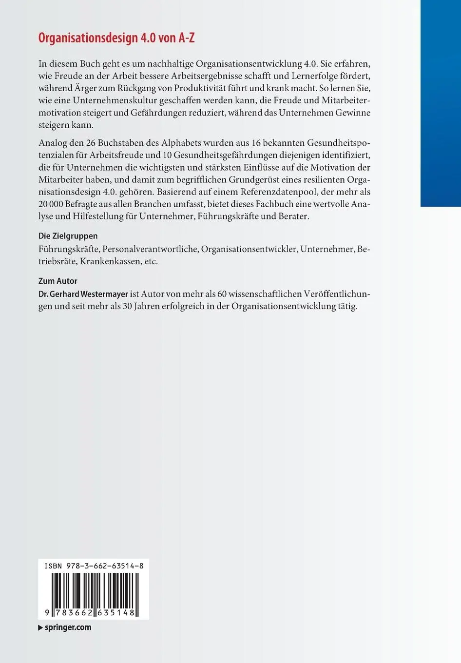 Rückseite: 9783662635148 | Organisationsdesign 4.0 von A-Z. | Gerhard Westermayer | Taschenbuch