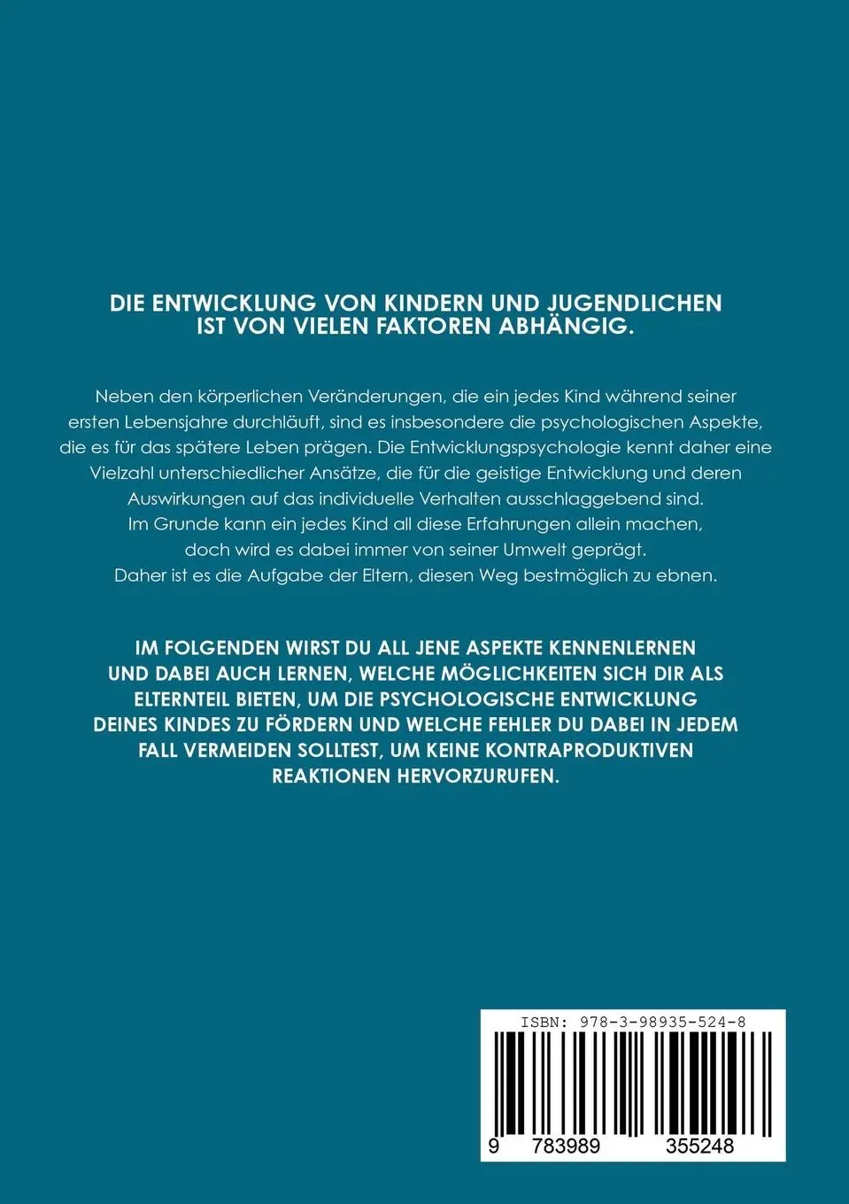 Rückseite: 9783989355248 | Entwicklungspsychologie - Grundlagen | Veronica Lenz | Taschenbuch