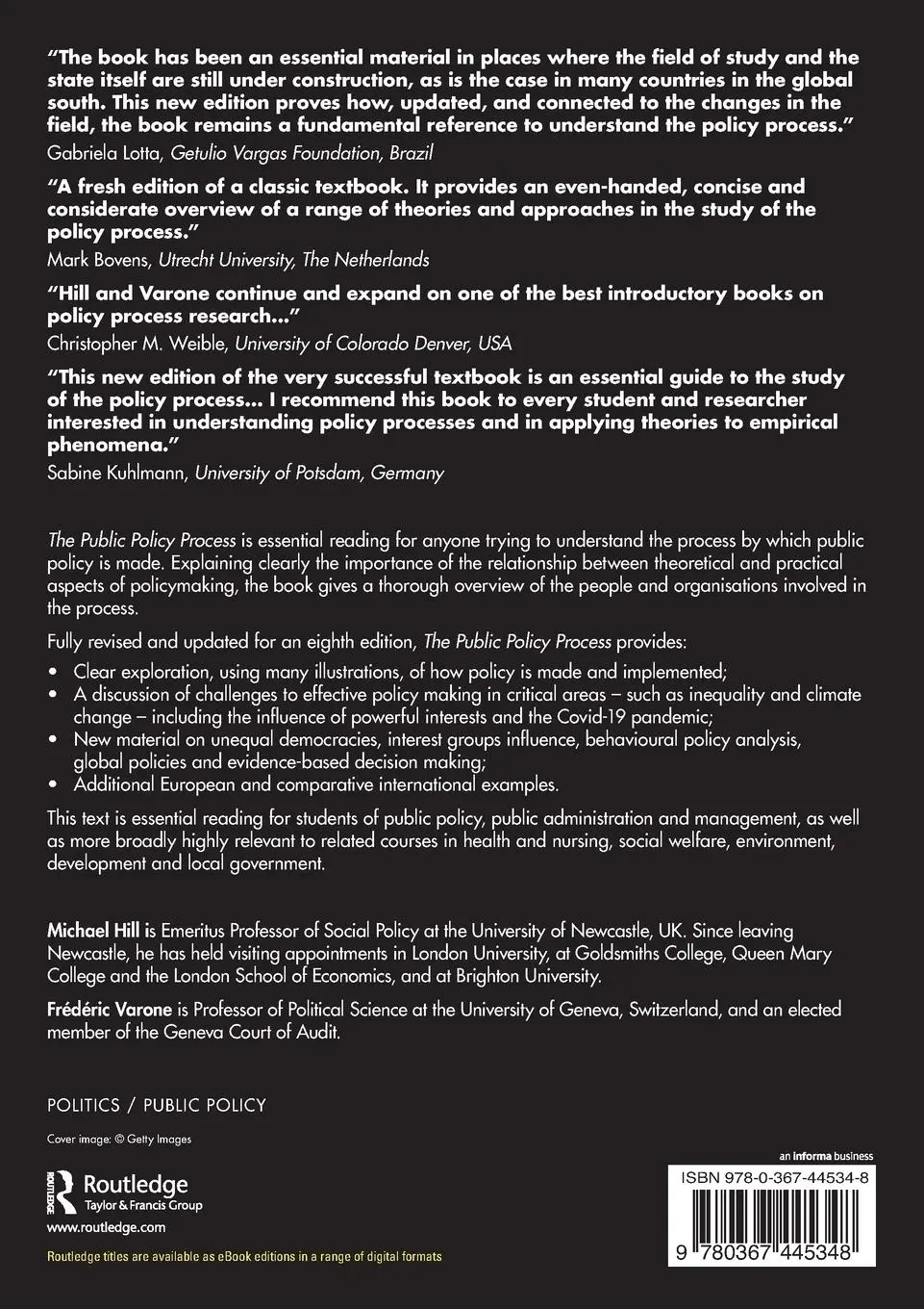 Rückseite: 9780367445348 | The Public Policy Process | Michael Hill (u. a.) | Taschenbuch | 2021